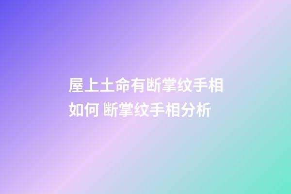 屋上土命有断掌纹手相如何 断掌纹手相分析
